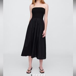 Gap Strapless Poplin Midi Dress